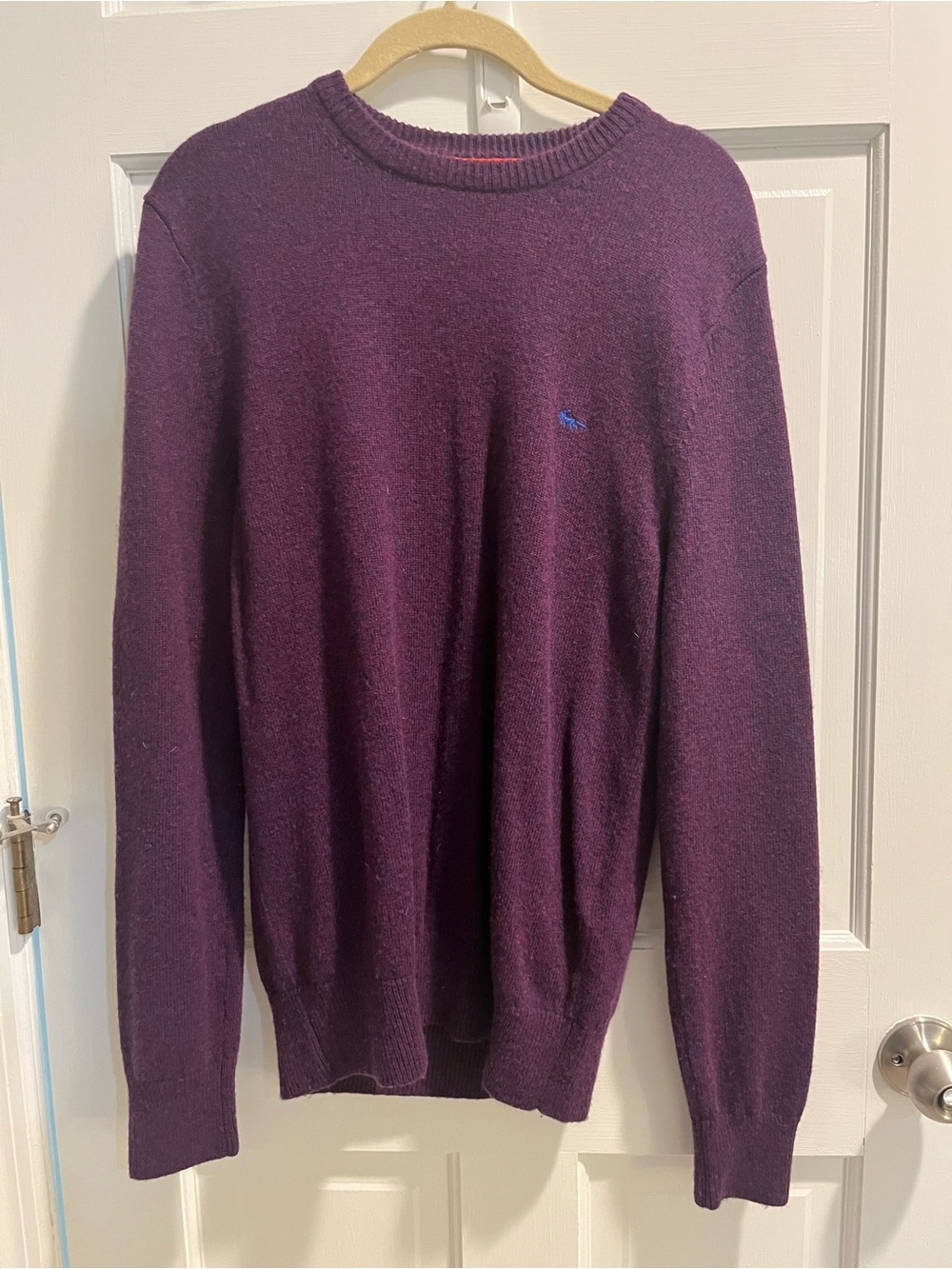 Aubin Men's Crewneck Sweater in Deep Purple with Subtle Logo